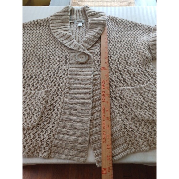 Dressbarn chunky knit woolblend cardigan sweater MPetite big button boho retro - Picture 11 of 12